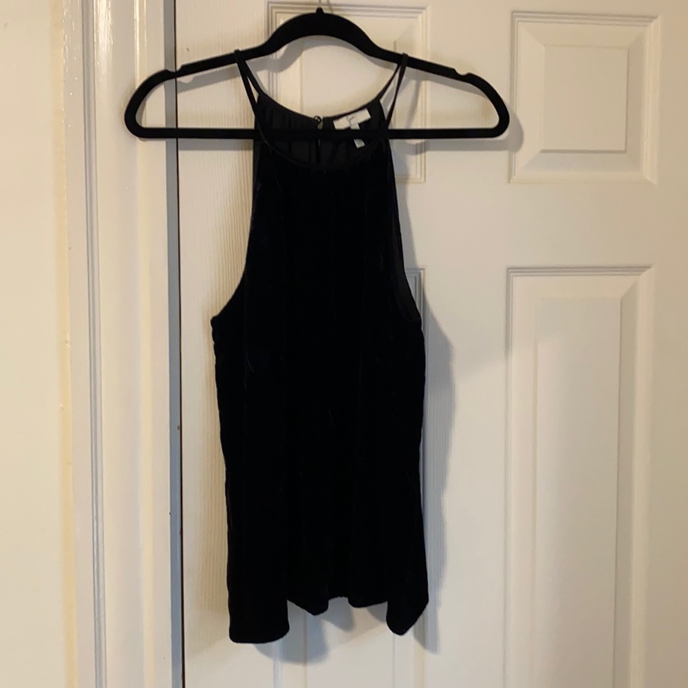 Joie L silk/velvet halter top black